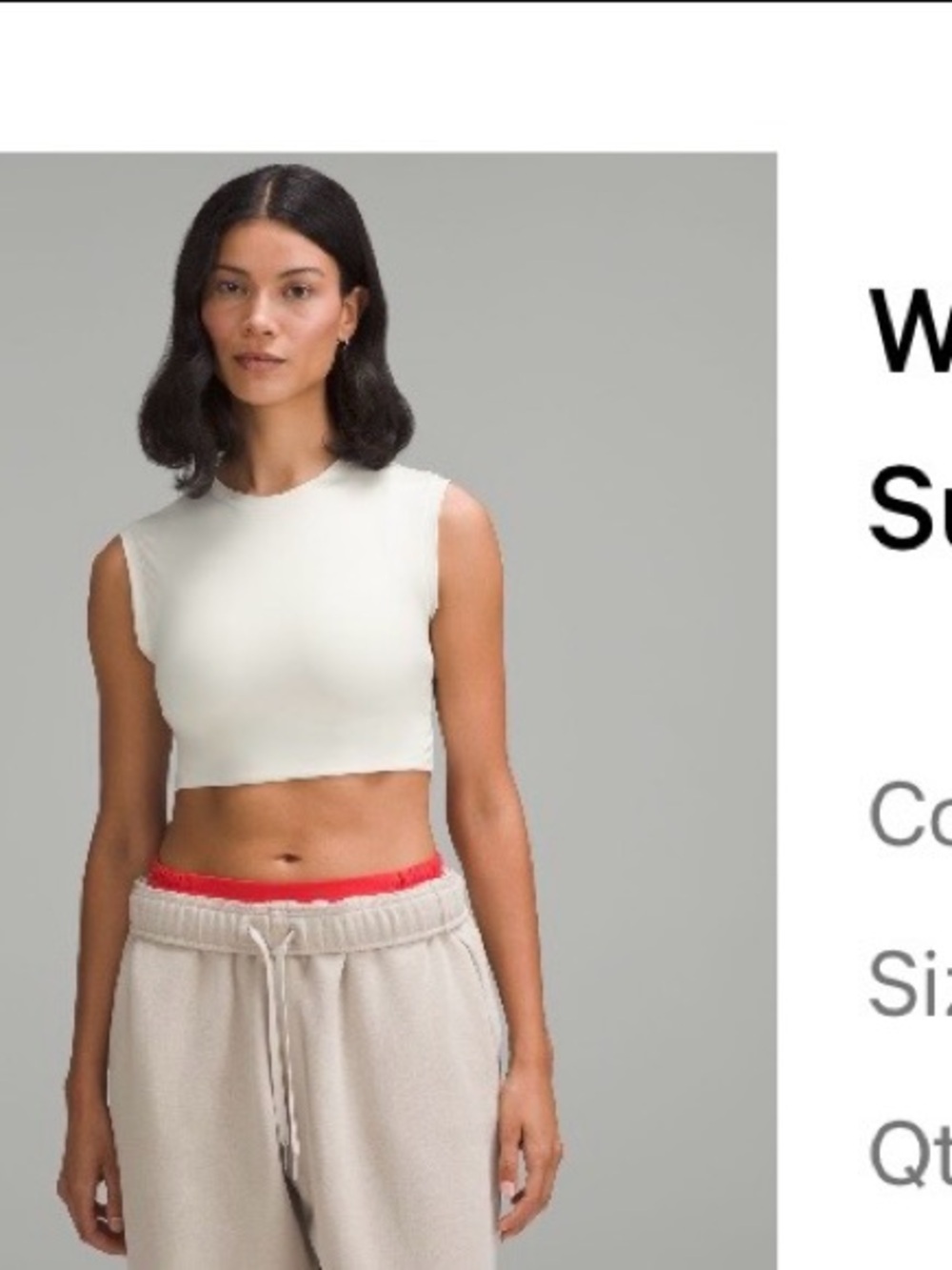 lululemon athletica White Cropped Sleeveless Top